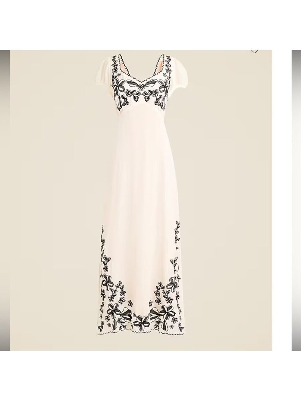 J.Crew White Black Floral Embroidered Empire Waist Maxi Dress Sz 6 Side Slit NWT - Picture 4 of 16